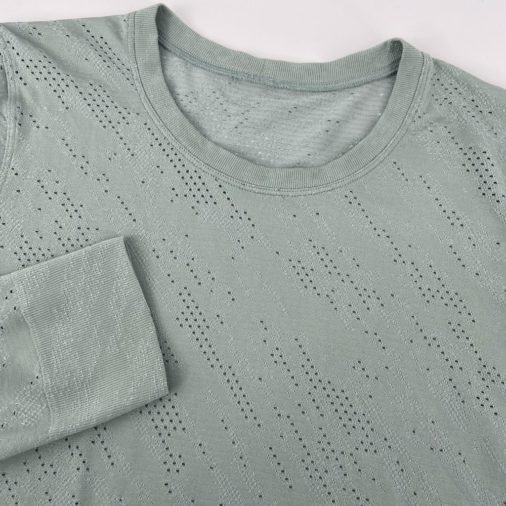 Lululemon Shirt Womens 8 Green Breeze Squad Pullover Perforated Yoga Gym‎